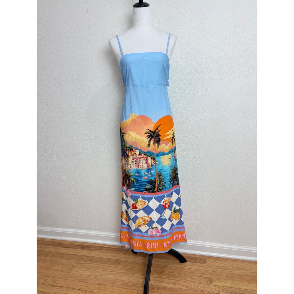 NEW Beach & Tropical Fruit Maxi Dress Paper Heart Size Small Summer Vacation